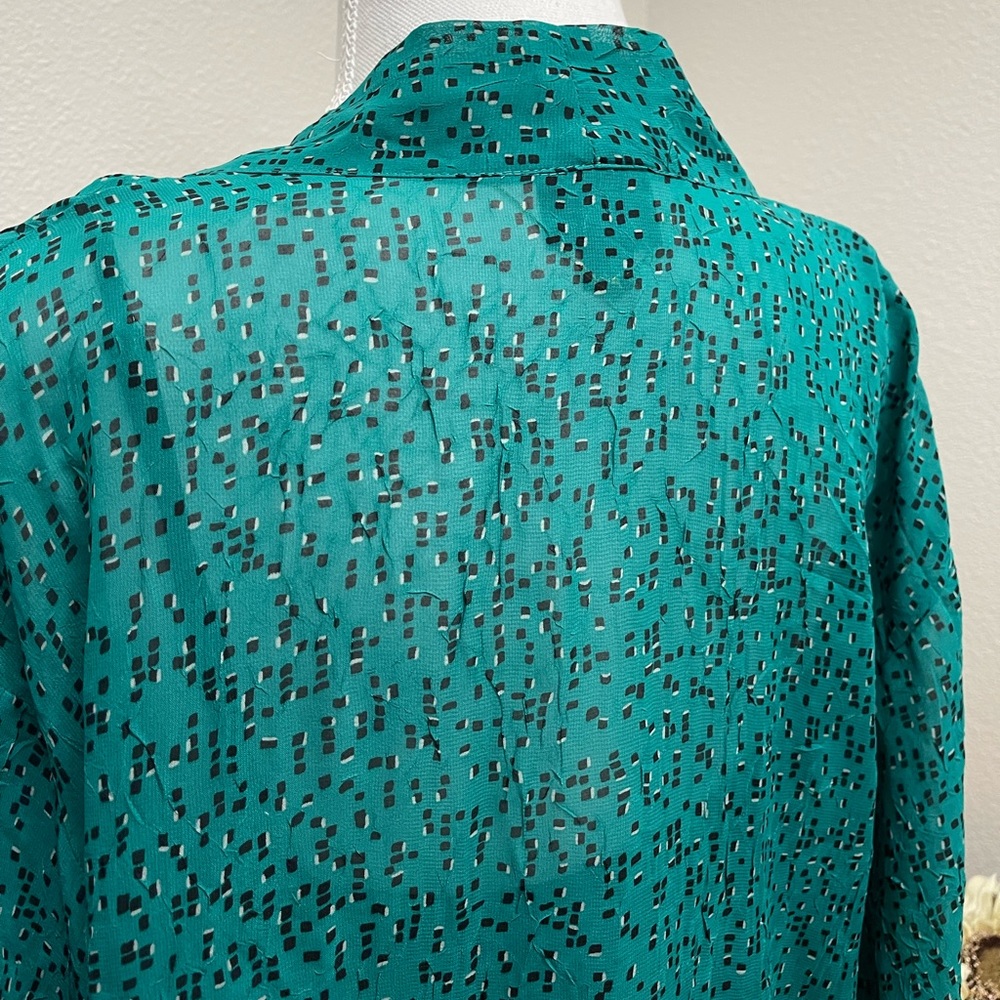 Teal and Black Sheer Open Front Kimono Cardigan - Picture 11 of 16
